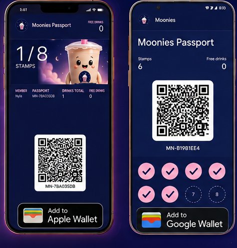 Loyalty card with Add to Apple Wallet and Add to Google Wallet buttons